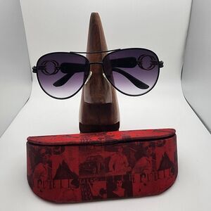 Elle Black Aviator Sunglasses & Case